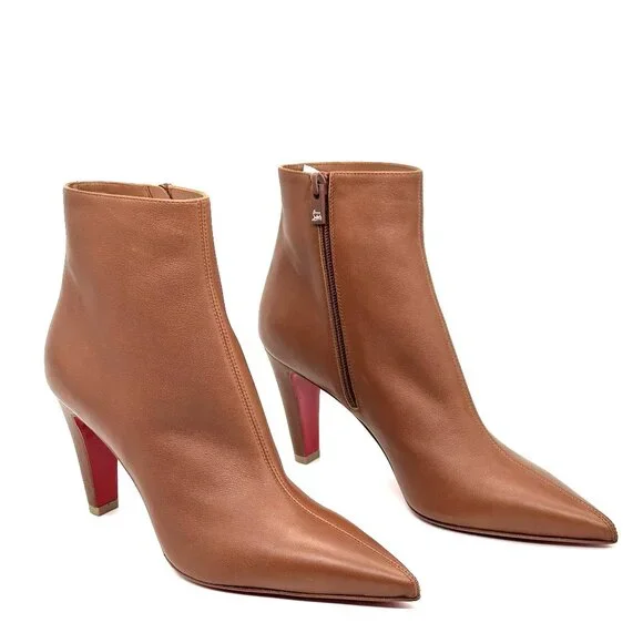 Christian Louboutin VIBELLA BOOTY 85 Leather Ankle Bootie Boots Heels - Picture 10 of 16